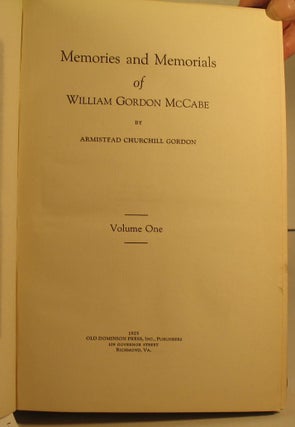 Memories and Memorials of William Gordon McCabe.