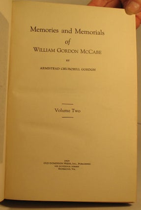 Memories and Memorials of William Gordon McCabe.