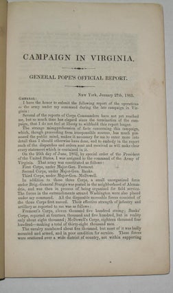 Campaign in Virginia: General Pope's Official Report