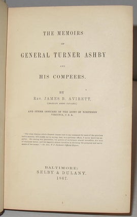 The Memoirs of General Turner Ashby and His Compeers.