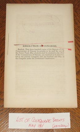Item #571 Resolution of Congress. Confederate States of America, Richmond.January 1862....